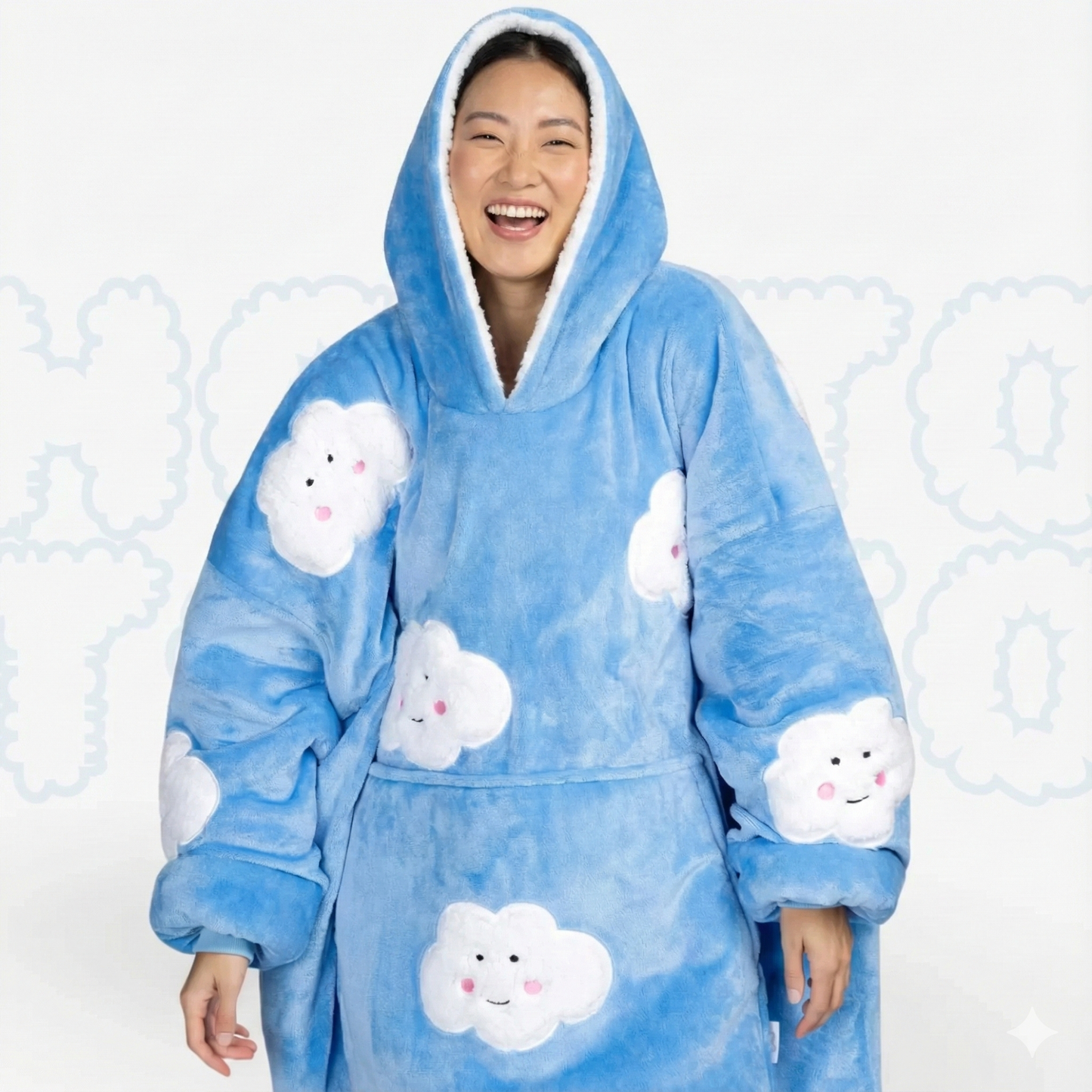 Hotto Tokyo™ ふわもこ着るブランケット・フード付き（雲柄）