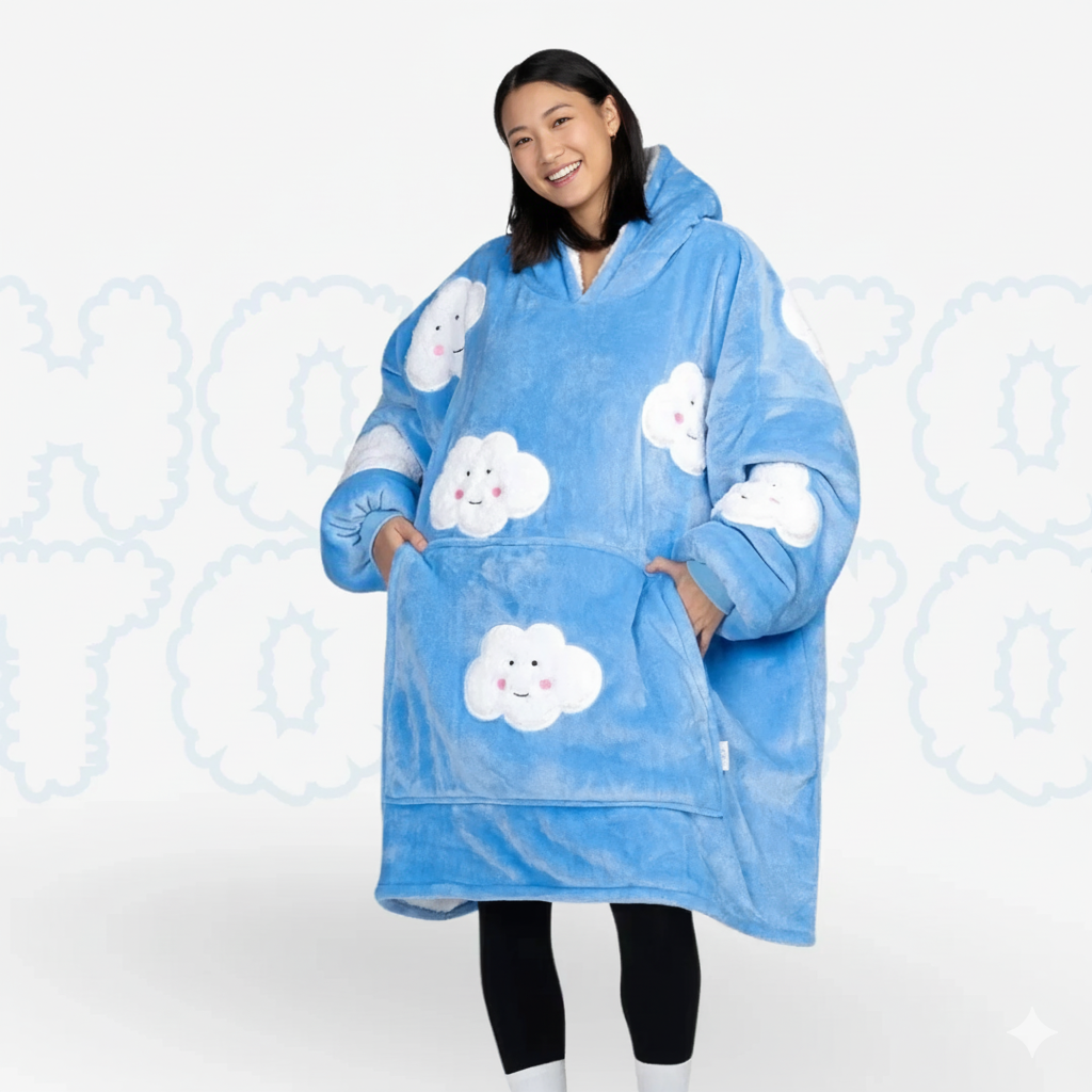 Hotto Tokyo™ ふわもこ着るブランケット・フード付き（雲柄）