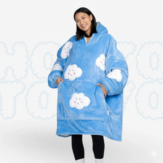 Hotto Tokyo™ ふわもこ着るブランケット・フード付き（雲柄）